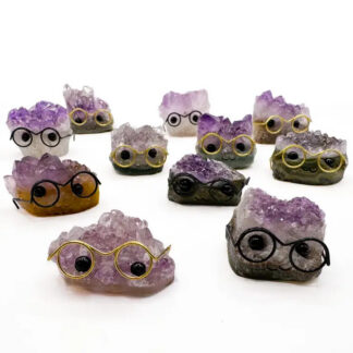 Peepers Amethyst Pet Rock w/ Glasses