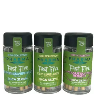 PharmaTHC Fast Fives Neon Collection THCA Dogwalker Pre-Rolls 5ct Key Lime Jack (H)