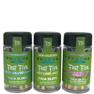PharmaTHC Fast Fives Neon Collection THCA Dogwalker Pre-Rolls 5ct Super Silver Haze (S)