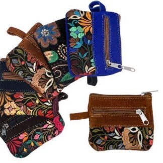 Pichincha Leather Embroidered Coin Purse w/ Finger Loop