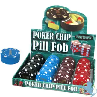 Poker Chip Pill Fob - 1ct Assorted Colors