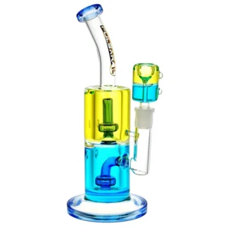Pulsar Bicolor Glycerin Chugger Water Pipe - 9.75" / 14mm F Yellow & Blue