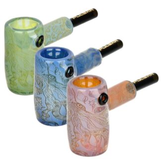 Pulsar Inside Print Glass Hammer Bubbler - Octopus Blue