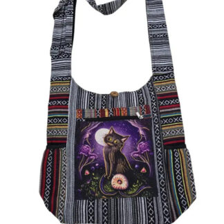 Rising Intl. Cotton Multi Patch Black Cat Night Bag