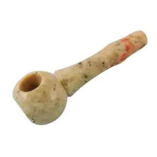 Round Head Marbled Stone Hand Pipe 3"