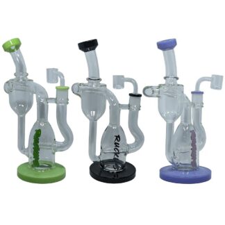 Ruckus Glass Color Trim Recycler Water Pipe - 10" Milky Purple
