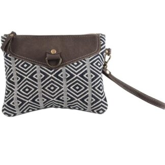 Rug Wristlet w/ Leather Closure 9.5x7.5 Blue Tones