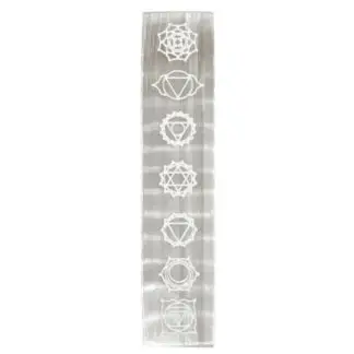 Selenite Engraved Chakra Charging Plate 8"