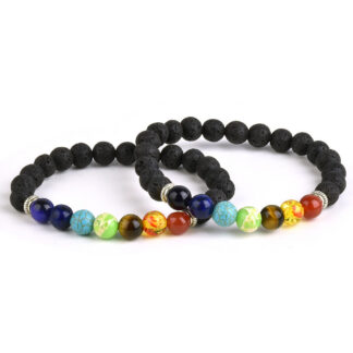 Semi Precious & Lava Stone Bead Chakra Power Bracelet