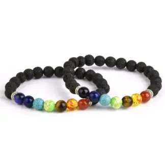Semi Precious & Lava Stone Bead Chakra Power Bracelet