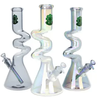 SeshGear Beaker Water Pipe 14.75" 14mm - Electro Zig Zag (Colors Vary)