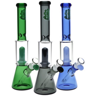 SeshGear Double Chamber Glass Beaker Water Pipe - 12" (Colors Vary)