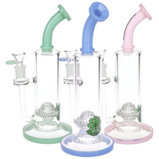 SeshGear Glass Water Pipe 14mm 10" Golf Ball Perc (Colors Vary)