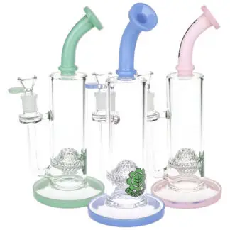 SeshGear Glass Water Pipe 14mm 10" Golf Ball Perc (Colors Vary)