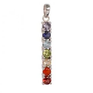 Seven Chakra Ladder 4 Prong Pendant Necklace