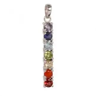 Seven Chakra Ladder 4 Prong Pendant Necklace