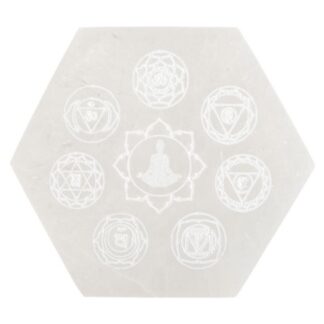 Seven Chakras Selenite Charging Plate 3.5"