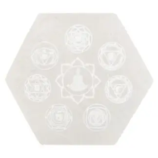 Seven Chakras Selenite Charging Plate 3.5"