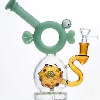 Shadow Glass Water Pipe Fish Head w/ Swiss Perc 8"