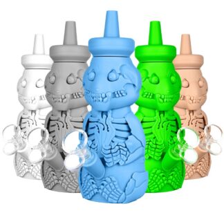 Silicone Honey Bear Skeleton Bubbler 8.5" (Colors Vary)