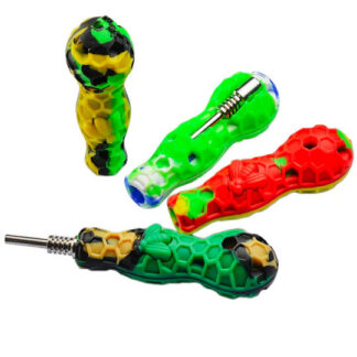 Silicone Honeycomb Pocket Nectar Collector w/ Bee 4.5" 10mm - Assorted Colors