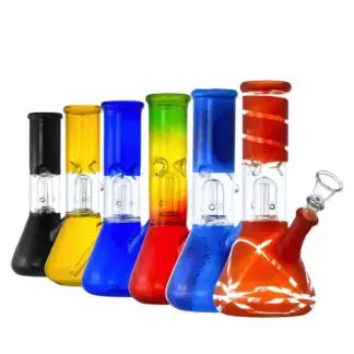 Single Perc Water Pipe w/ Funnel Slider - 8" (Designs Vary)