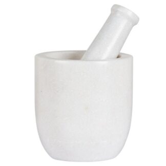 Smooth White Marble Mortar & Pestle 4"
