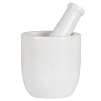 Smooth White Marble Mortar & Pestle 4"