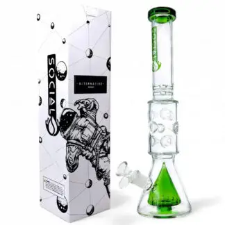 Social Glass Nyx Coil Ice Pinch Beaker Water Pipe - 14" 14mm