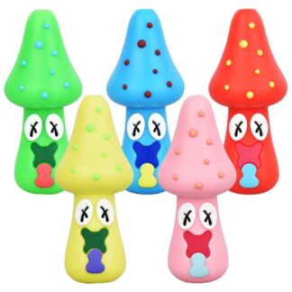 Spacey Facey Mushroom Silicone Hand Pipe - 3"