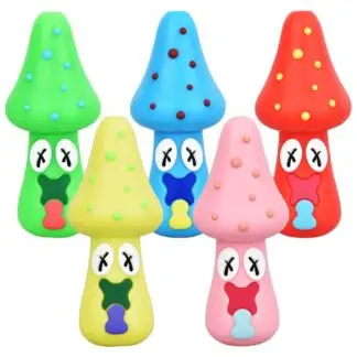 Spacey Facey Mushroom Silicone Hand Pipe - 3"