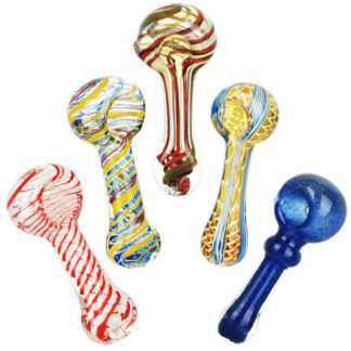 Strident Striped Glass Spoon Pipe 3.5" - Designs Vary
