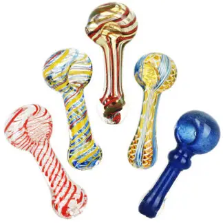 Strident Striped Glass Spoon Pipe 3.5" - Designs Vary