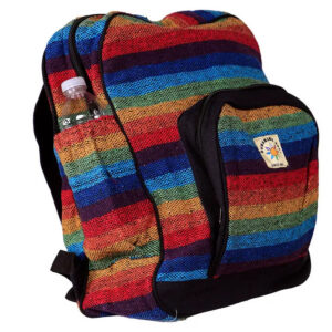 Sunshine Joy Hemp Weave Rainbow Stripe Backpack