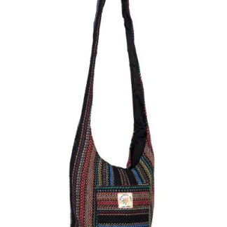 Sunshine Joy Shoulder Bag Woven Stripe Zip Top (Colors Vary)