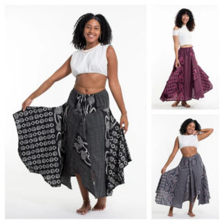 Sure Design Daisy Dot Prints Cotton Handkerchief Midi Skirt