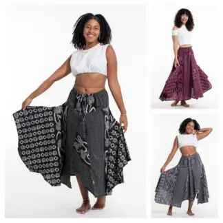 Sure Design Daisy Dot Prints Cotton Handkerchief Midi Skirt