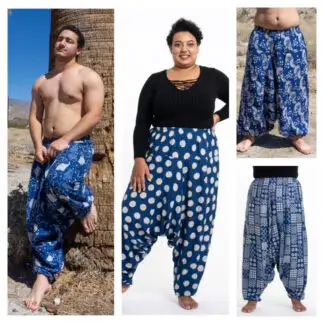 Sure Design Low Cut Harem Pants in Indigo Plus Size