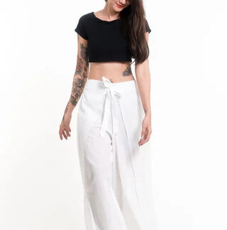 Sure Design Palazzo Wrap Pants Solid White