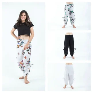 Sure Design Solid Color/Butterfly Women's Cotton Button Up Pants