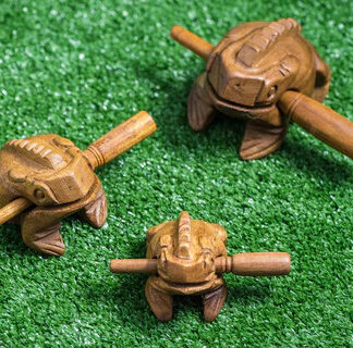 Thai Hand Carved Wooden Frog Toy / Instrument Medium