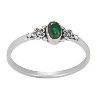 TMJ Sterling Silver Emerald Ring 10
