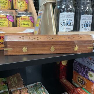 Wood Coffin Incense Burner with Inlay - 12" Spiral