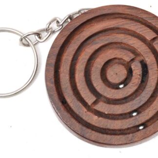 Wood Labyrinth Ball Keychain