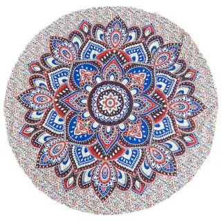 Zest For Life Round Tapestry 80" Hemmed Blue & Red Mandala
