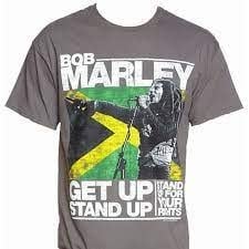 Zion Rootswear Bob Marley Get Up Stand Up T-Shirt (Charcoal) Medium
