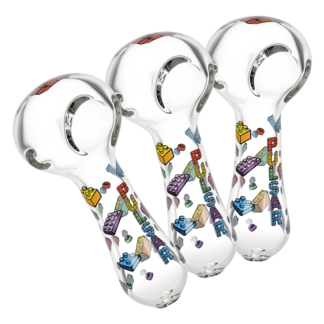 Pulsar Glass Spoon Pipe 4.5" Building Blocks