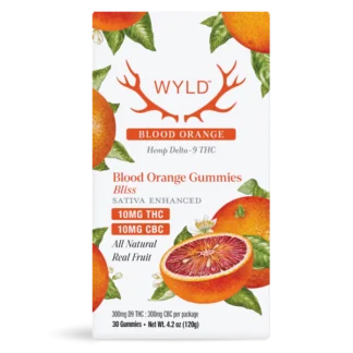 Wyld Hemp THC Gummies Blood Orange Bliss 10mg THC:10mg CBC 30ct