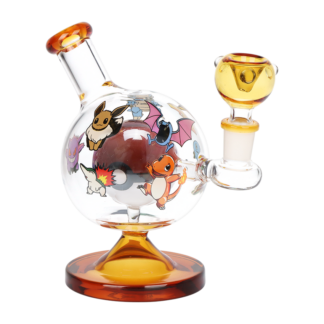 Playful Creatures Ball Glass Water Pipe 6" 14mm
