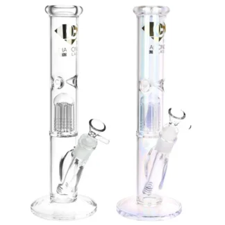 Diamond Glass 8-Arm Perc Water Pipe 12" 14mm - Gold Pearl